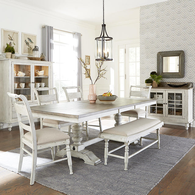 Whitney 6 Piece Trestle Table Set - Furniture World
