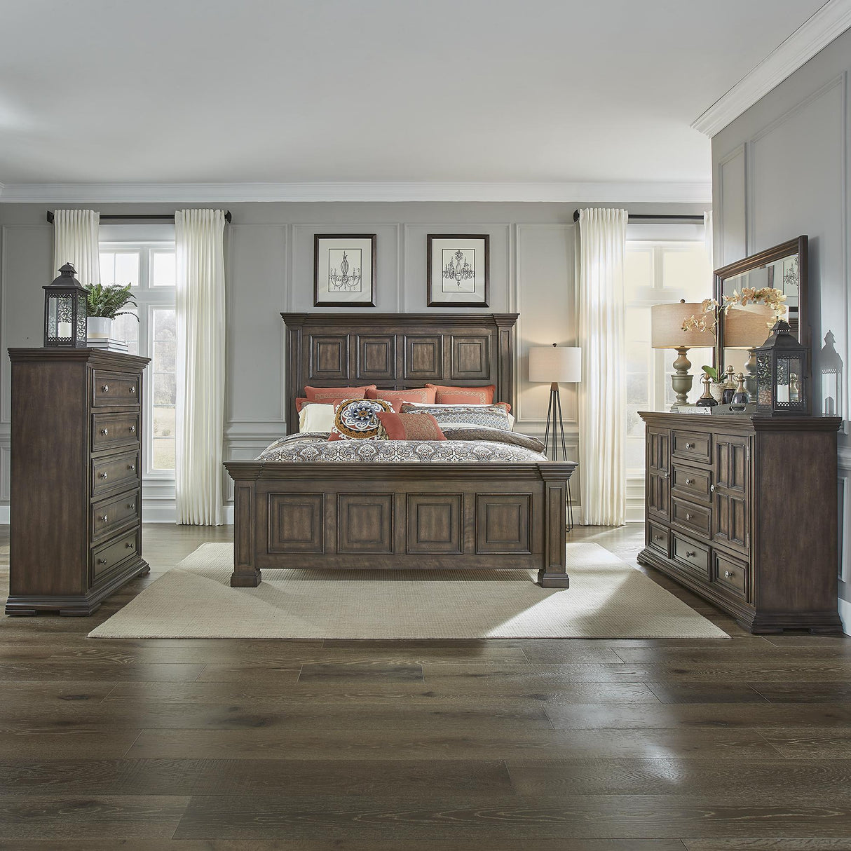 Big Valley King California Panel Bed, Dresser & Mirror, Chest - Furniture World