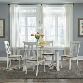 Lindsey Farm 5 Piece Trestle Table Set - Furniture World