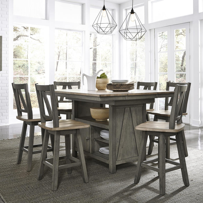 Lindsey Farm 7 Piece Gathering Table Set - Furniture World