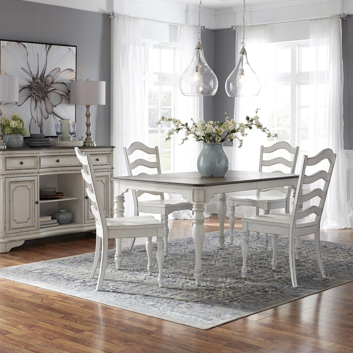 Magnolia Manor 5 Piece Leg Table Set - Furniture World