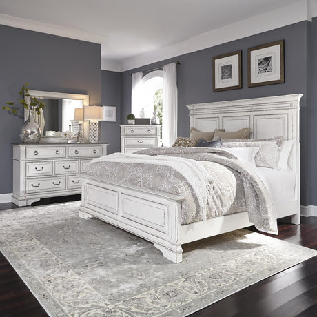 Abbey Park King California Panel Bed, Dresser & Mirror, Chest - Furniture World