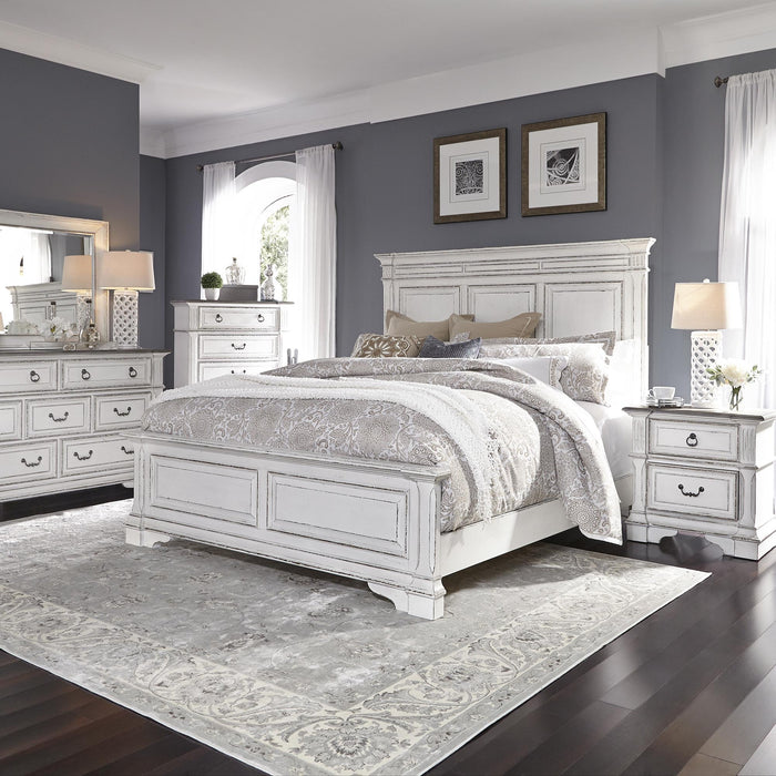 Abbey Park Queen Panel Bed, Dresser & Mirror, Chest, Nightstand - Furniture World