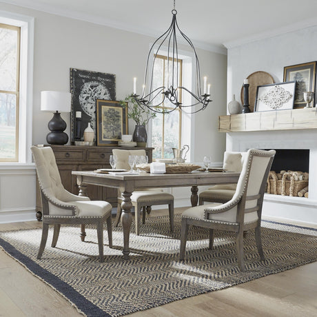 Americana Farmhouse 5 Piece Leg Table Set - Furniture World