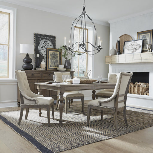 Americana Farmhouse 5 Piece Leg Table Set - Furniture World