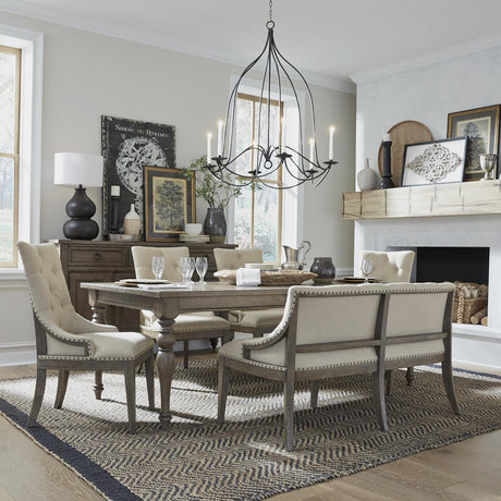 Americana Farmhouse 6 Piece Leg Table Set - Furniture World