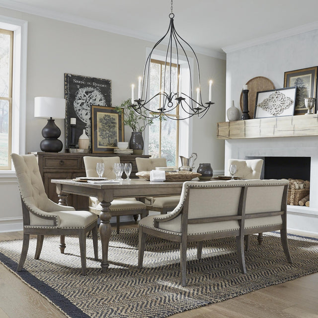 Americana Farmhouse 6 Piece Leg Table Set - Furniture World