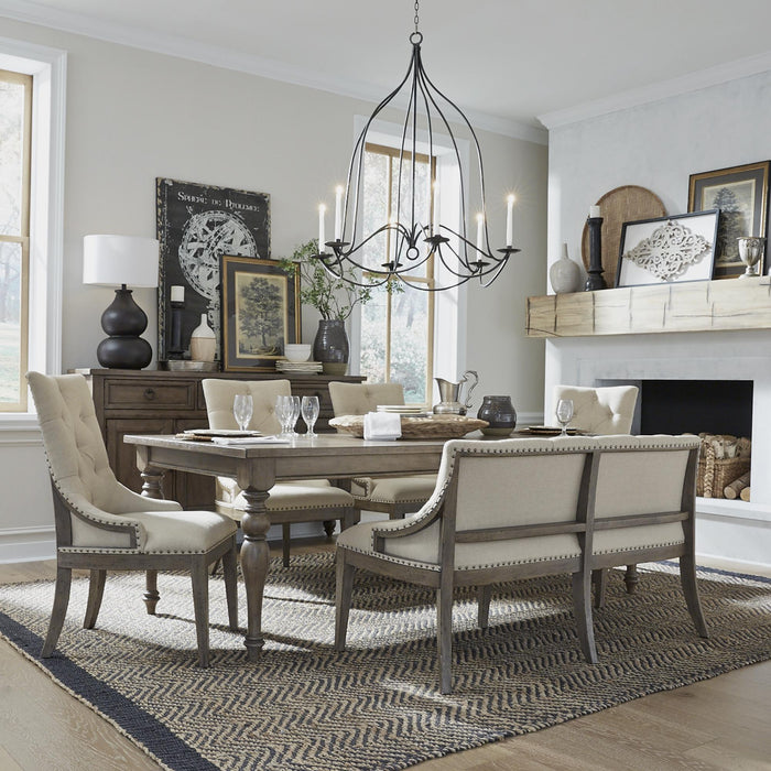 Americana Farmhouse 6 Piece Leg Table Set - Furniture World