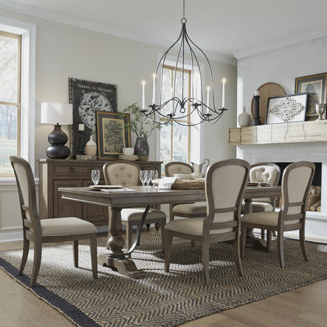 Americana Farmhouse Optional 7 Piece Trestle Table Set - Furniture World