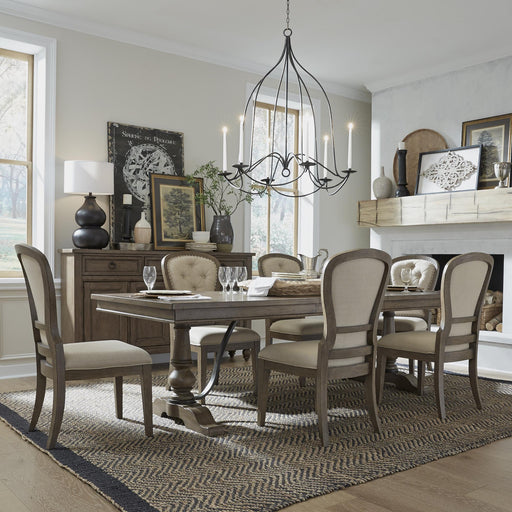 Americana Farmhouse Optional 7 Piece Trestle Table Set - Furniture World