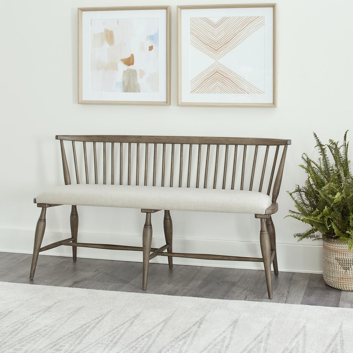 Americana Farmhouse Uph Seat Windsor Bench (RTA) - Furniture World