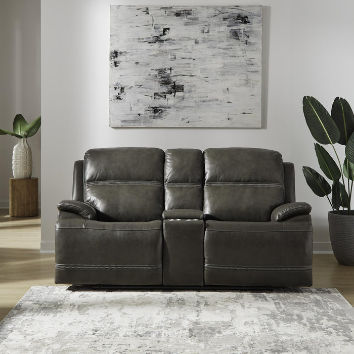 Bentley Loveseat w/Console P2 & ZG - Graphite - Furniture World