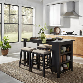 Brook Creek 5 Piece Counter Set - Black - Furniture World