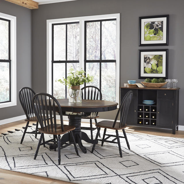 Carolina Crossing 5 Piece Pedestal Table Set- Black - Furniture World