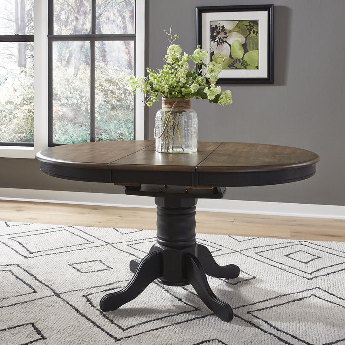 Carolina Crossing Pedestal Table Set- Black - Furniture World