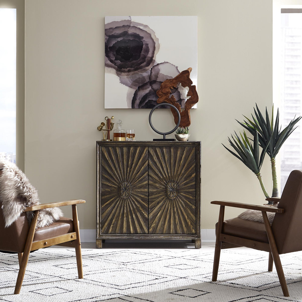 Chaucer 2 Door Wine Accent Cabinet - Furniture World