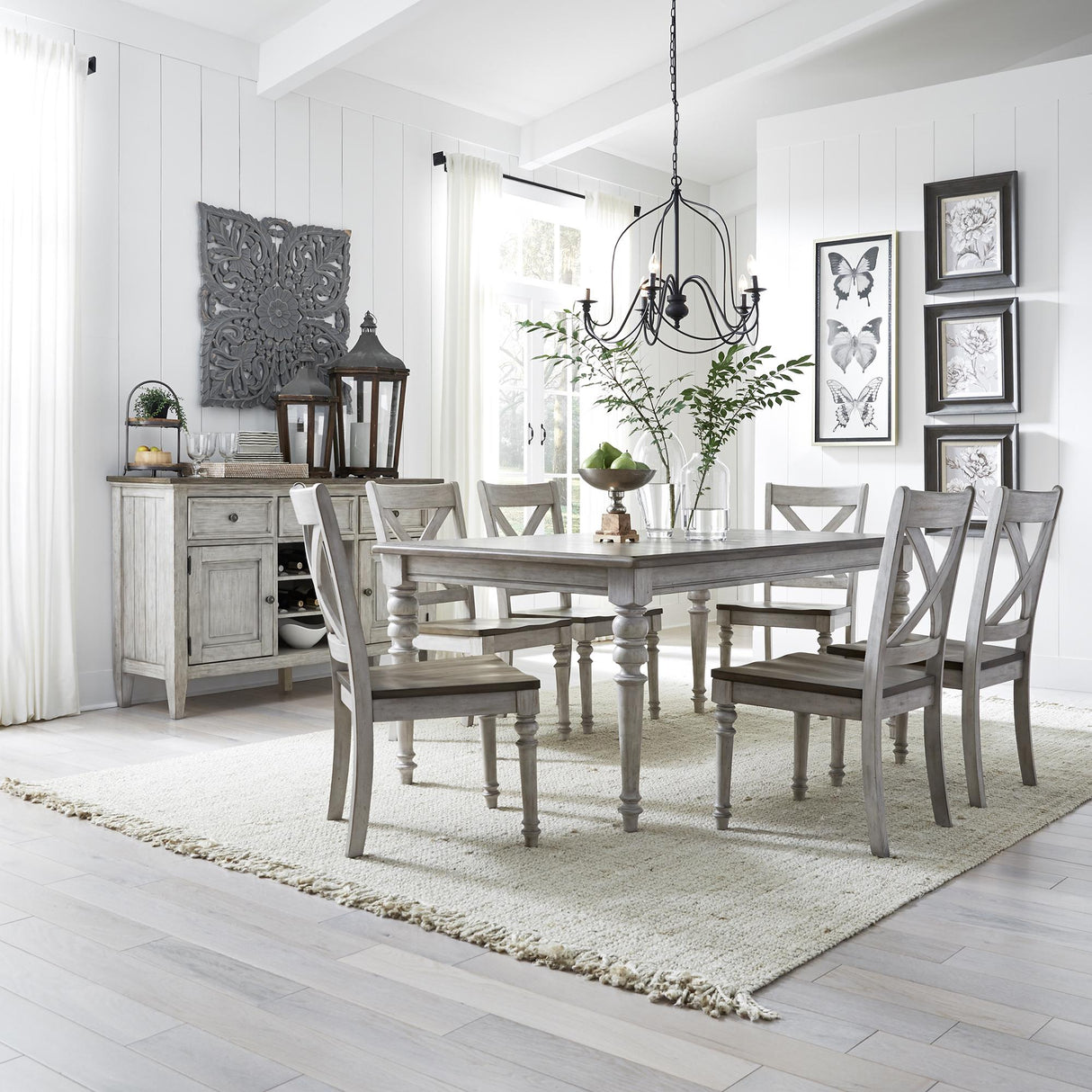 Cottage Lane 7 Piece Rectangular Table Set - Furniture World
