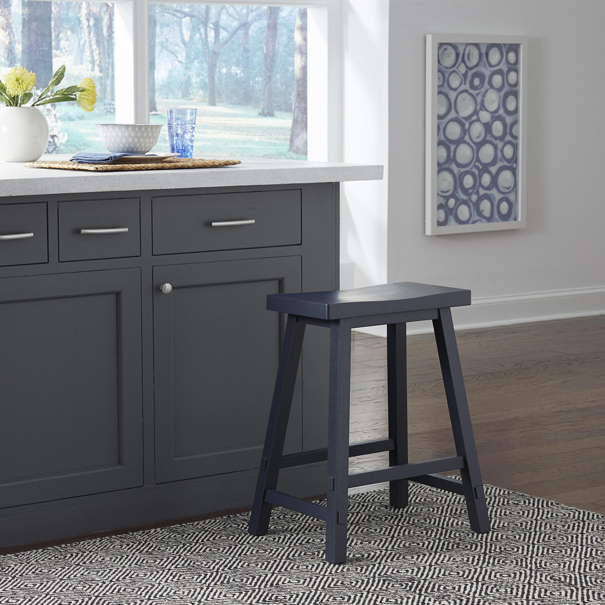 Creations 24 Inch Sawhorse Counter Stool- Navy - Furniture World