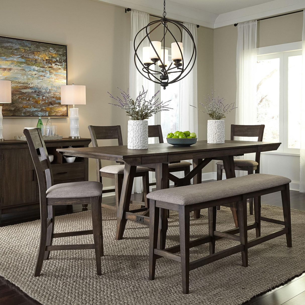 Double Bridge 6 Piece Gathering Table Set - Furniture World