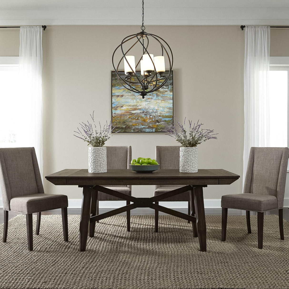 Double Bridge Opt 5 Piece Trestle Table Set - Furniture World