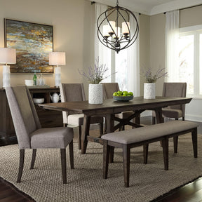 Double Bridge Optional 6 Piece Trestle Table Set - Furniture World