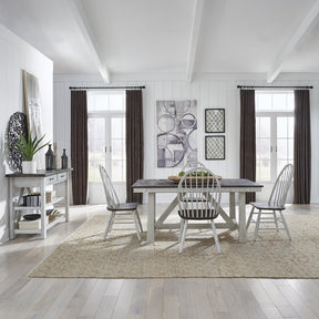 Farmhouse Optional 5 Piece Trestle Table Set - Furniture World