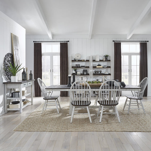 Farmhouse Optional 7 Piece Trestle Table Set - Furniture World