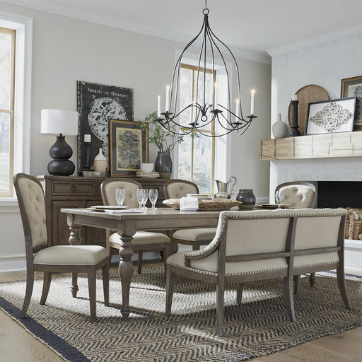 Americana Farmhouse Optional 6 Piece Leg Table Set - Furniture World