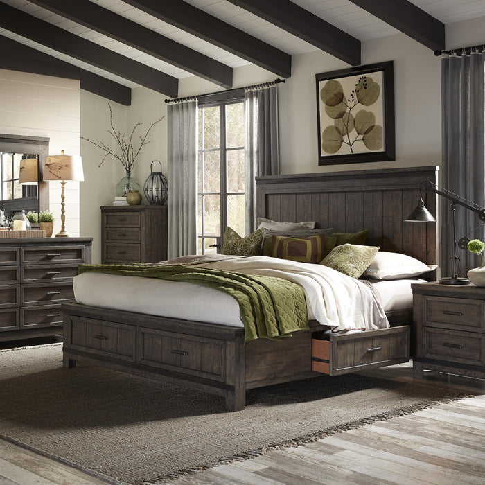 Thornwood Hills King Two Sided Storage Bed, Dresser & Mirror, Chest, Nightstand - Furniture World