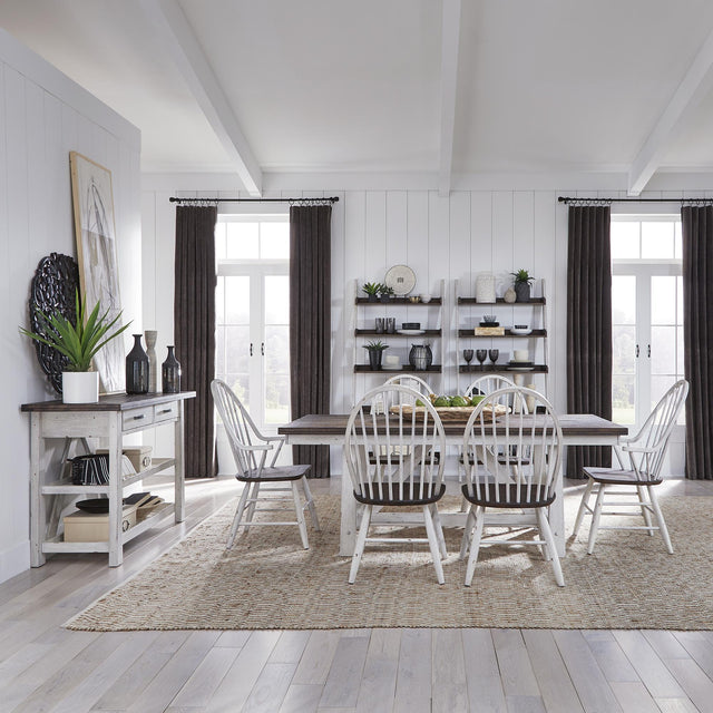 Farmhouse 7 Piece Trestle Table Set - Furniture World