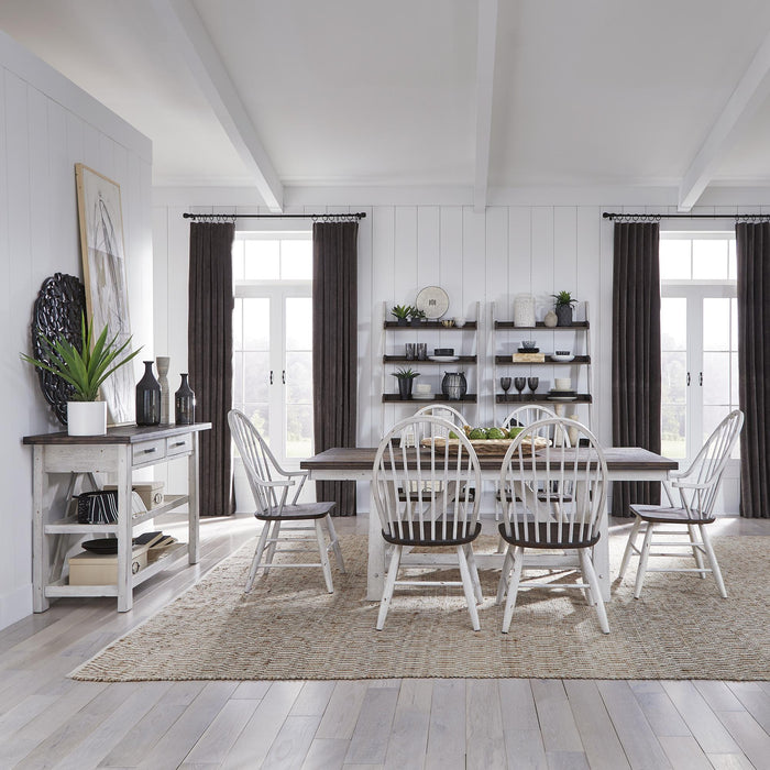 Farmhouse 7 Piece Trestle Table Set - Furniture World