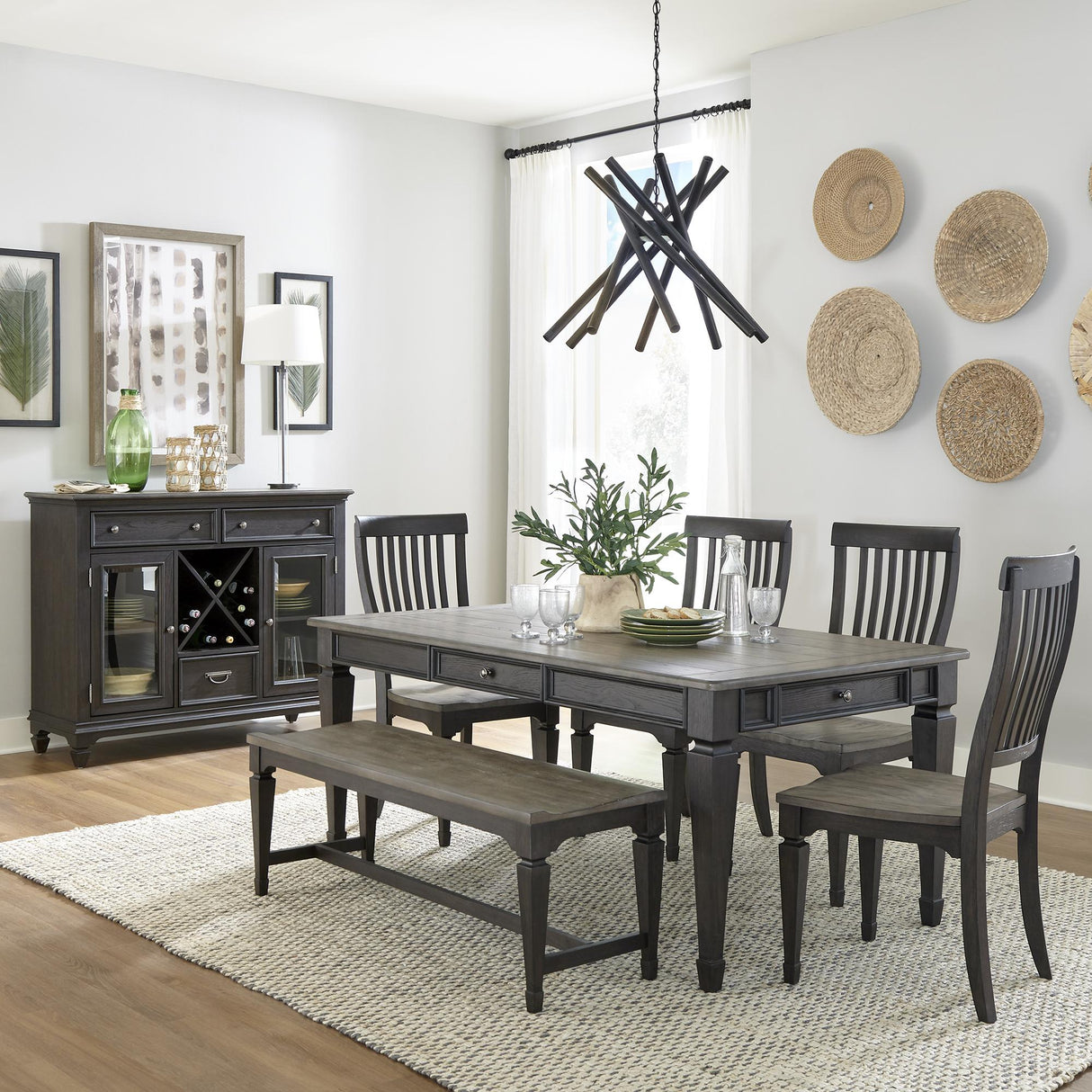 Allyson Park 6 Piece Rectangular Table Set - Furniture World