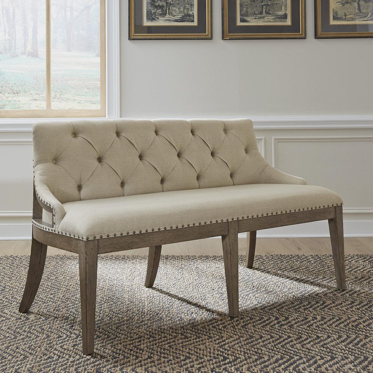 Americana Farmhouse Uph Shelter Dining Bench - Furniture World