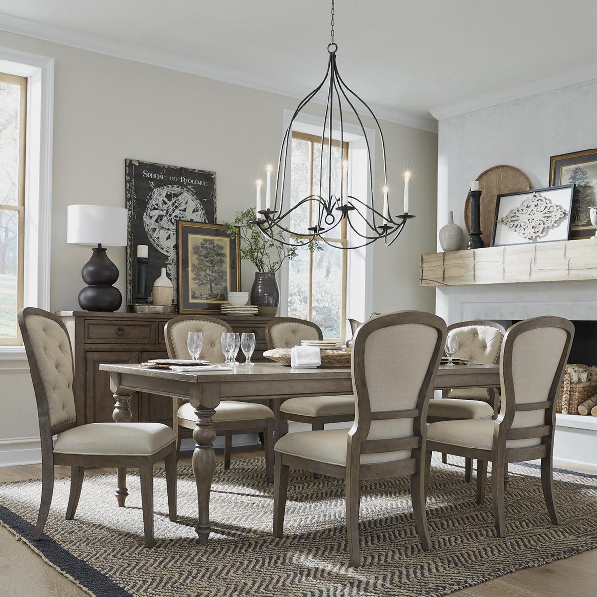 Americana Farmhouse Optional 7 Piece Leg Table Set - Furniture World