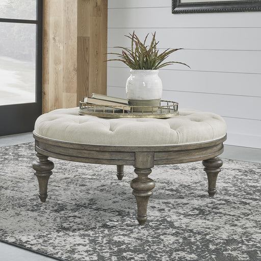 Americana Farmhouse Round Cocktail Ottoman - Furniture World