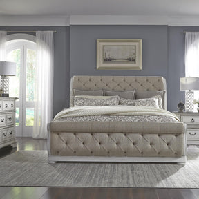 Abbey Park King Uph Sleigh Bed, Dresser & Mirror, Nightstand - Furniture World