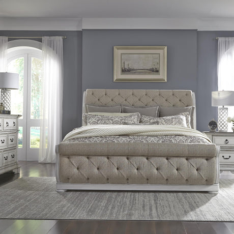Abbey Park King Uph Sleigh Bed, Dresser & Mirror, Nightstand - Furniture World