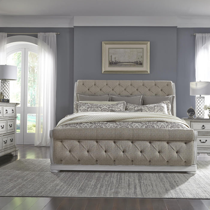 Abbey Park Queen Uph Sleigh Bed, Dresser & Mirror, Nightstand - Furniture World