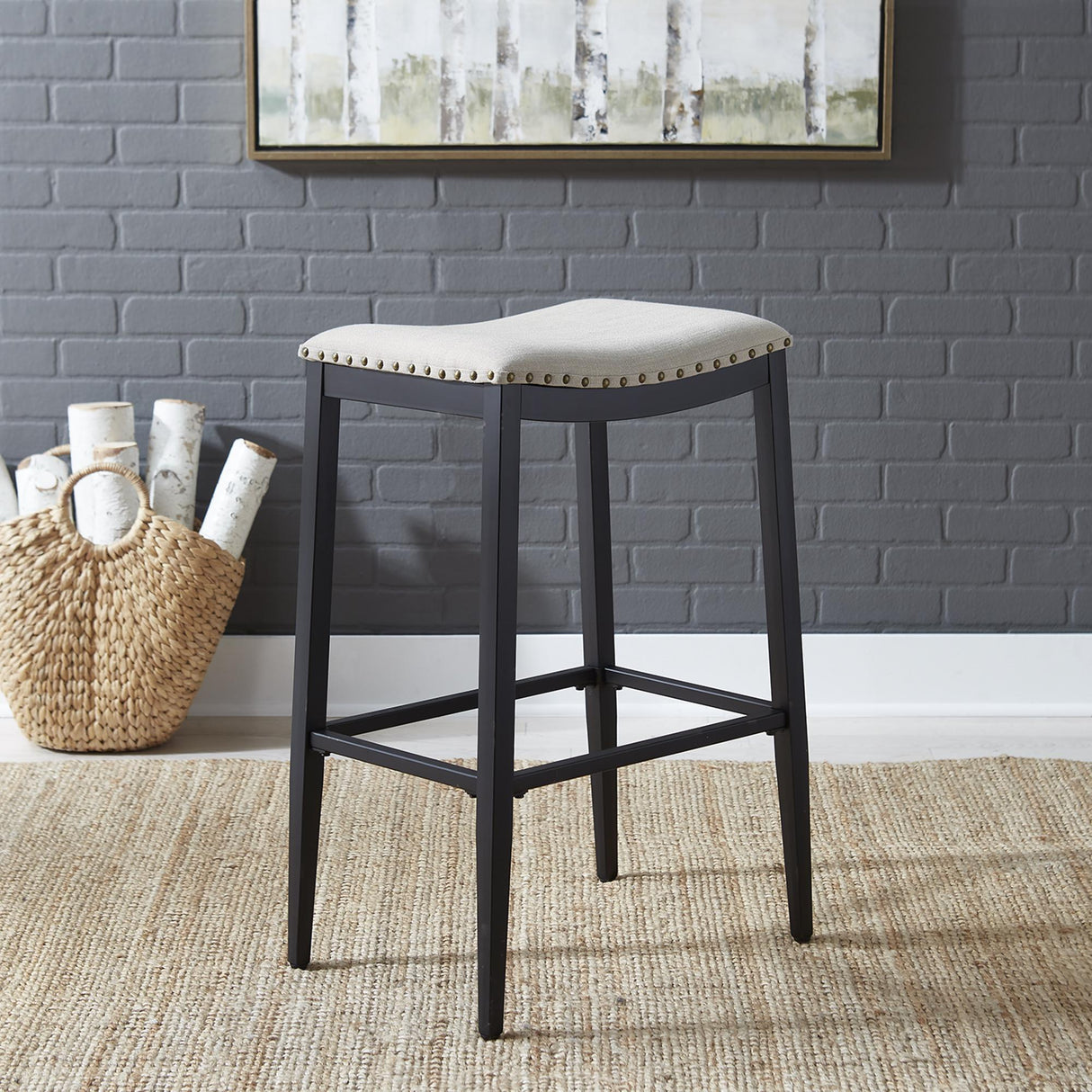 Vintage Series Backless Uph Barstool- Black - Furniture World