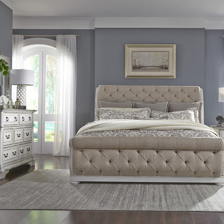 Abbey Park King Uph Sleigh Bed, Dresser & Mirror - Furniture World