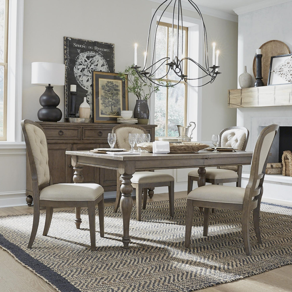 Americana Farmhouse Optional 5 Piece Leg Table Set - Furniture World