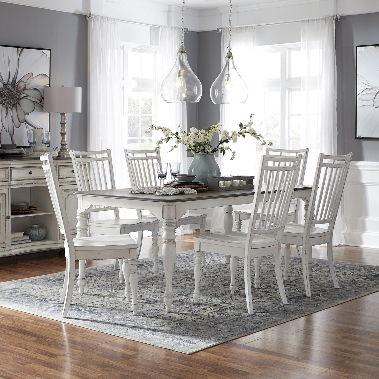 Magnolia Manor Opt 7 Piece Leg Table Set - Furniture World