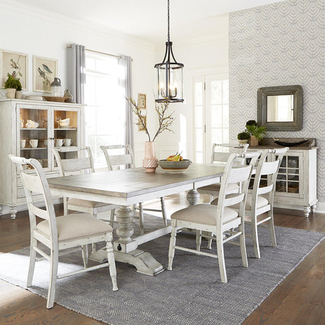 Whitney 7 Piece Trestle Table Set - Furniture World