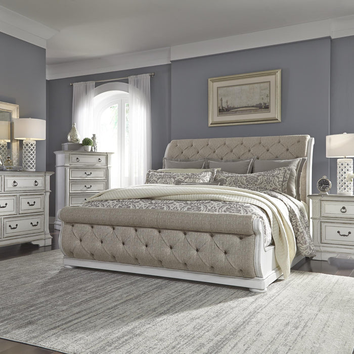 Abbey Park King California Sleigh Bed, Dresser & Mirror, Chest, Nightstand - Furniture World
