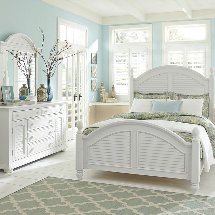 Summer House I Queen Poster Bed, Dresser & Mirror, Chest - Furniture World