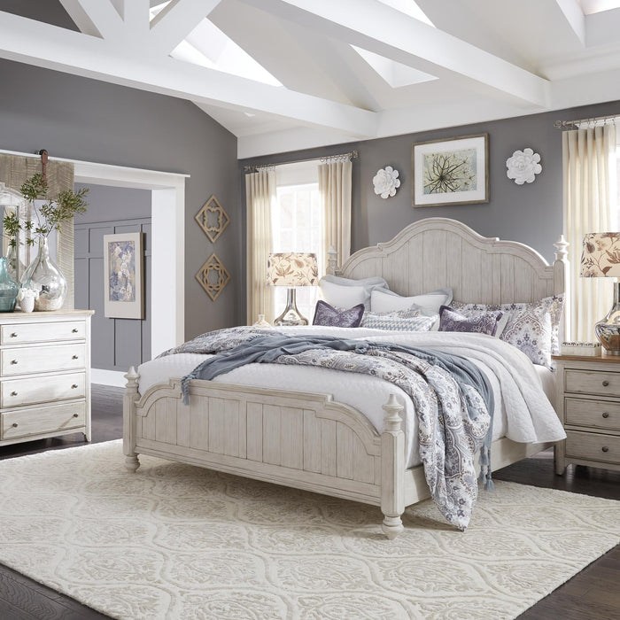 Farmhouse Reimagined Queen Poster Bed, Dresser & Mirror, Nightstand - Furniture World