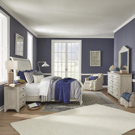 Farmhouse Reimagined Queen Sleigh Bed, Dresser & Mirror, Nightstand - Furniture World