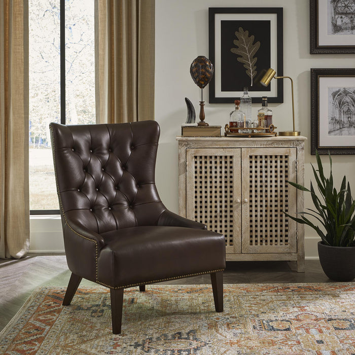 Garrison Leather Accent Chair - Brown - Furniture World