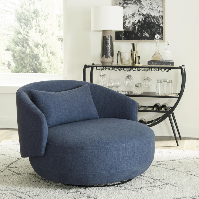 Haley Uph Swivel Cuddler Chair - Midnight - Furniture World
