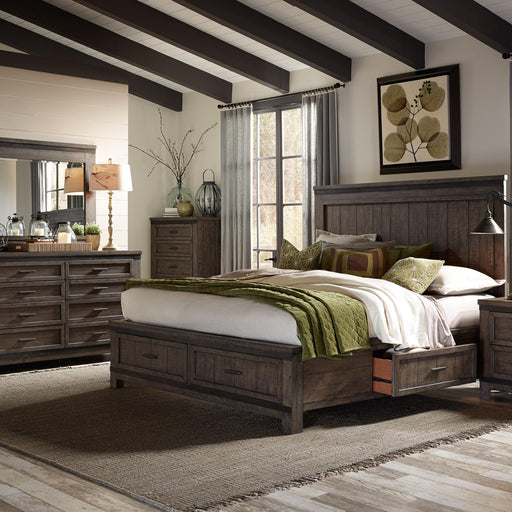 Thornwood Hills King Two Sided Storage Bed, Dresser & Mirror, Chest - Furniture World